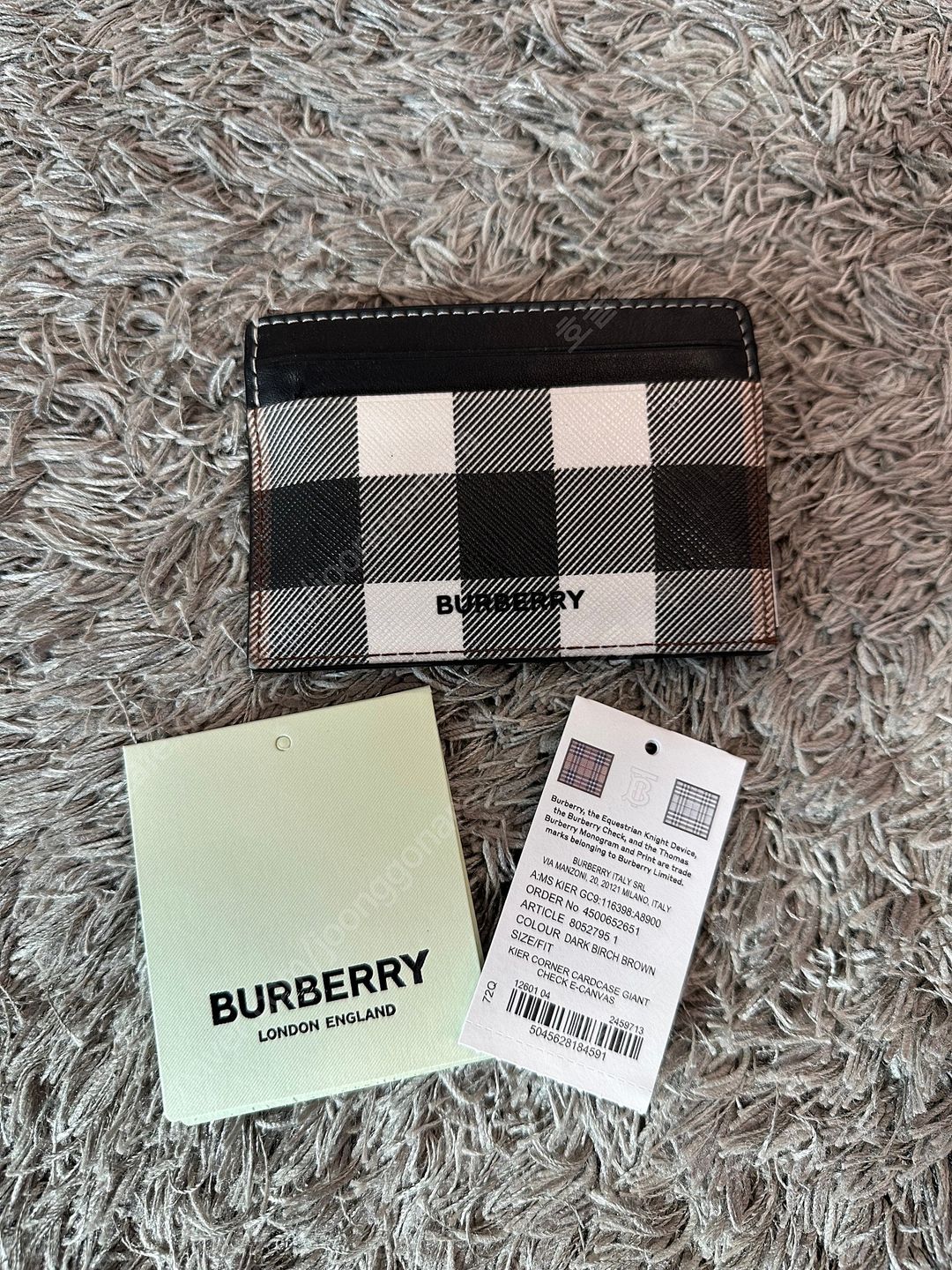 Burberry Kier Giant Check Card Holder Dark Birch Brown